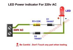 Schemat wskaźnika zasilania LED dla 220V AC