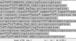 HTML Code Fragment in a Text Editor Screenshot of a text editor displaying a fragment of HTML code, indicating a file length of 92,698 bytes and 2 lines of code.
