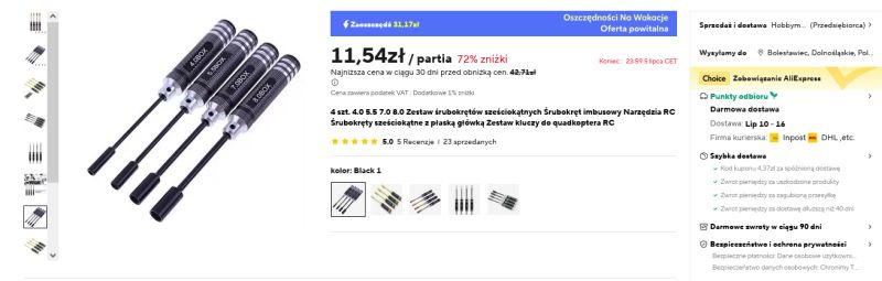 Narzędzi nigdy dość, szczególnie dobrych. Komplety kluczy nasadowych i imbusowych.