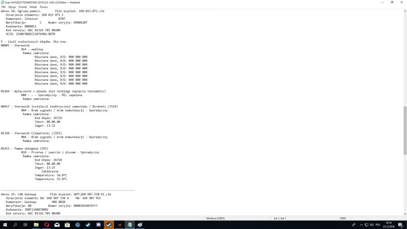 VW Touran 2003r. 1.9TDI - Elektryka wariuje/moduł komfortu/VCDS