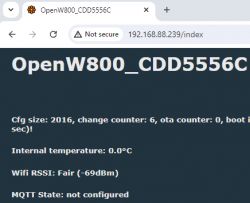 Web interface of OpenW800 displaying system information.