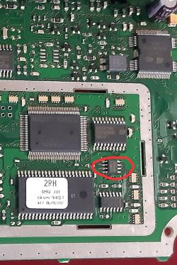 Podmiana pamięci w ECU Magneti Marelli 4mv 036906034AH - lokalizacja na foto