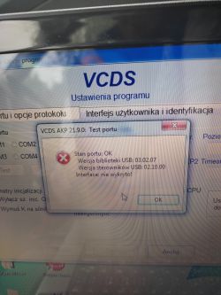VW Golf 6,1.6 Tdi - VCDS 21.9.0 Nie wykryto interfejsu.