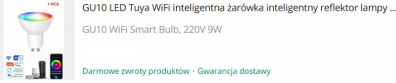 Image of a GU10 LED Tuya WiFi smart bulb with intelligent control features.