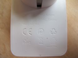 Back of LoraTap Smart Plug Back of LoraTap smart plug with voltage and certification information