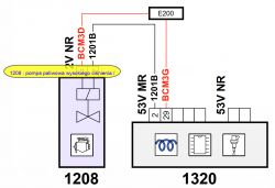 Schemat pokazujący połączenia elektryczne pompy paliwowej wysokiego ciśnienia.