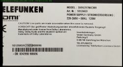 Technical label on Telefunken D49U297N4CWH TV.
