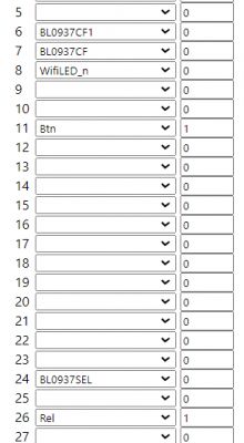 Screenshot displaying settings of various parameters and their numerical values.