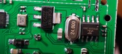 Close-up of a circuit board with various electronic components.