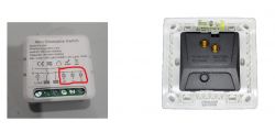 Mini dimmer and momentary switch at the back with two terminals.