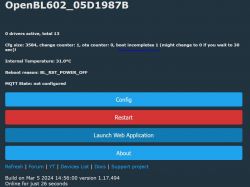 Screenshot of the OpenBL602 software interface showing a boot error message.
