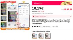Advertisement for GR2PW WiFi-enabled electricity meter.