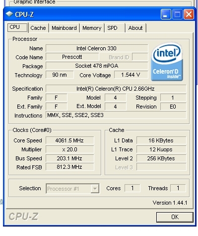 Pytania wynikłe w trakcie podkręcania Celeron 2,66Ghz.