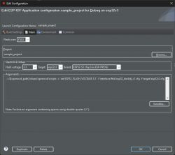 ESP-IDF Debug Configuration in Espressif IDE ESP-IDF Application configuration window in Espressif IDE with debug settings for esp32s3.