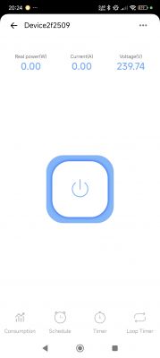 eWelink App Interface for Smart Plug eWelink app interface displaying a smart plug device view.