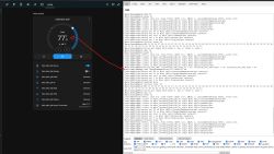 Screenshot of Home Assistant dashboard showing mini split set to 77°F in cool mode, with system logs on the right.