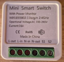 Wi-Fi smart switch with power monitor and labeled connection terminals