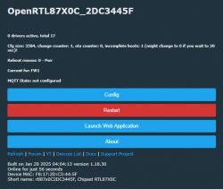 OpenRTL87X0C Device Information Interface User interface displaying information about the OpenRTL87X0C device.