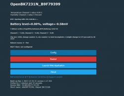 Screenshot of the OpenBK7231N interface showing no sensor readings.