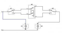 Schemat połączenia elektrycznego z trzema wyłącznikami.
