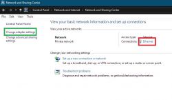 Zrzut ekranu z panelu sterowania Windows, pokazujący ustawienia sieciowe