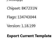 Screenshot showing chipset BK7231N and software version 1.18.199