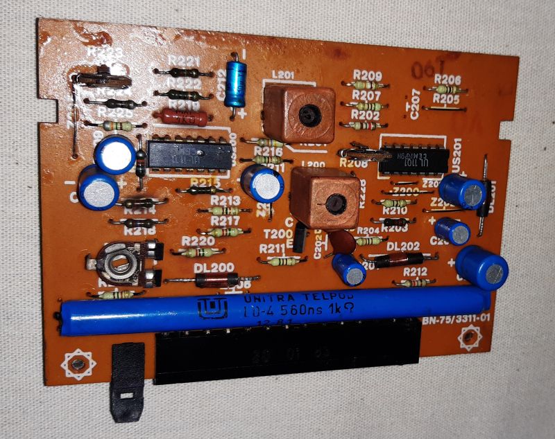 Circuit board with blue delay line UNITRA TELPOD LD-4 560ns 1kΩ