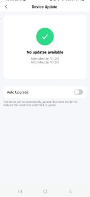 Device Update Screen Device update screen showing no updates available.