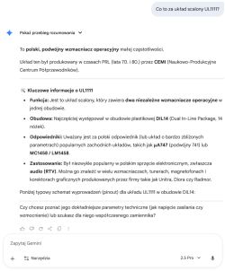 Odpowiedź na pytanie o układ UL1111 w interfejsie czatu Gemini Pro