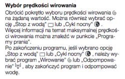 Instrukcja korzystania z opcji prędkości wirowania w pralce.