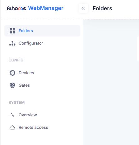 Sidebar of the WebManager application with a navigation menu on the left.