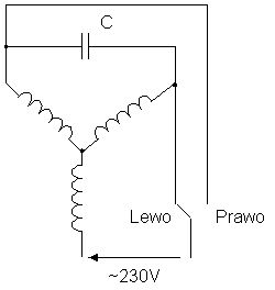 Jak podłączyć silnik 1.1kW z kondensatorem? Kierunek obrotów.