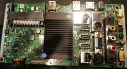 Mainboard with heatsink and video/audio connectors Device mainboard with heatsink and HDMI, USB, VGA, Ethernet ports plus RCA audio/video jacks