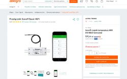 Product page of Sonoff Basic WiFi switch with temperature sensor on Allegro.