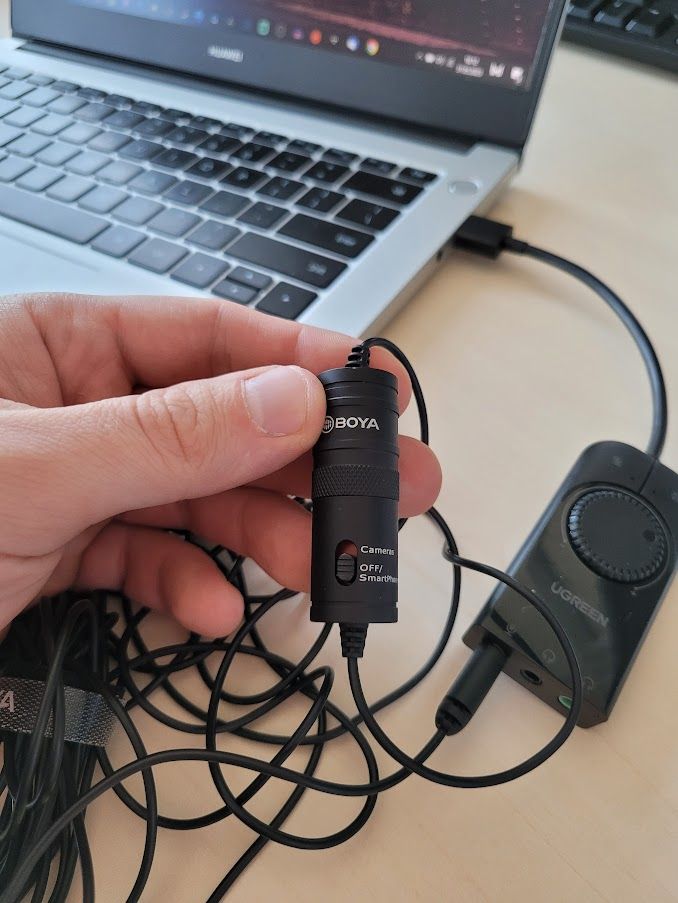 Boya BYM1 i Huawei Matebook D14 Laptop nie wykrywa mikrofonu, używam