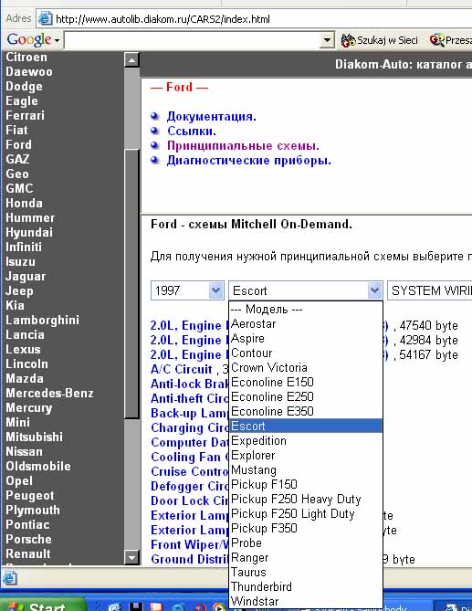 mam schematy do forda '97