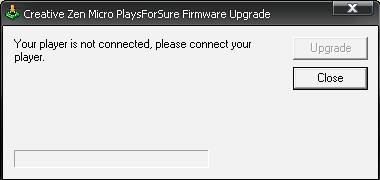 Creative Zen Micro, połączenie z PC, firmware błąd