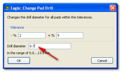 Jak zmienić rozamiar padów w dip18 na raz w EAGLE?