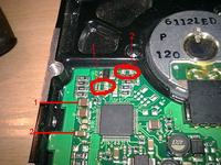 Wartości brakujących kondensatorów na PCB dysku Samsung SP2514N?