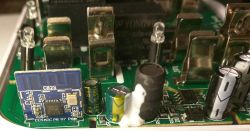 Close-up of an internal part of an electronic device with a visible CB2S chip.