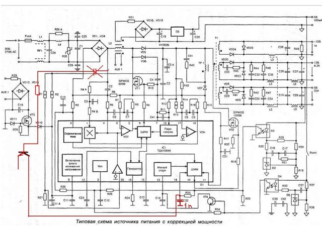 Блок питания hec 250er схема