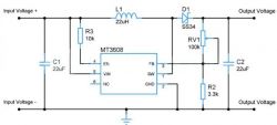 Schemat elektryczny z układem MT3608.