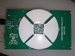 Electronic board with markings and connection elements.