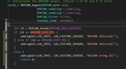 Code snippet for initializing the BMP280 sensor with ID detection.