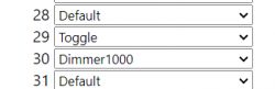 Dropdown list with options: Default, Toggle, Dimmer1000