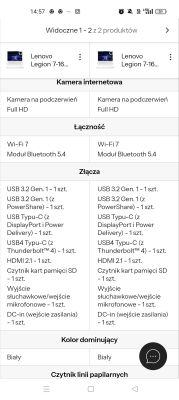 Porównanie dwóch laptopów Lenovo Legion 7-16 z identycznymi danymi technicznymi