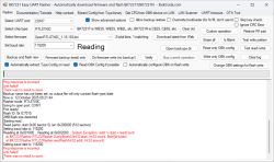 BK7231 Easy UART Flasher interface showing connection error message during read