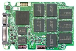 SSD internal board with Intel controller and multiple NAND flash chips