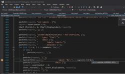 Screenshot of Visual Studio code editor with highlighted code for chart label.
