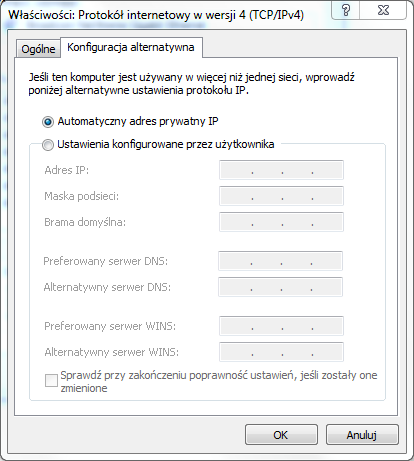 Nie działająca sieć w systemie Windows 7.